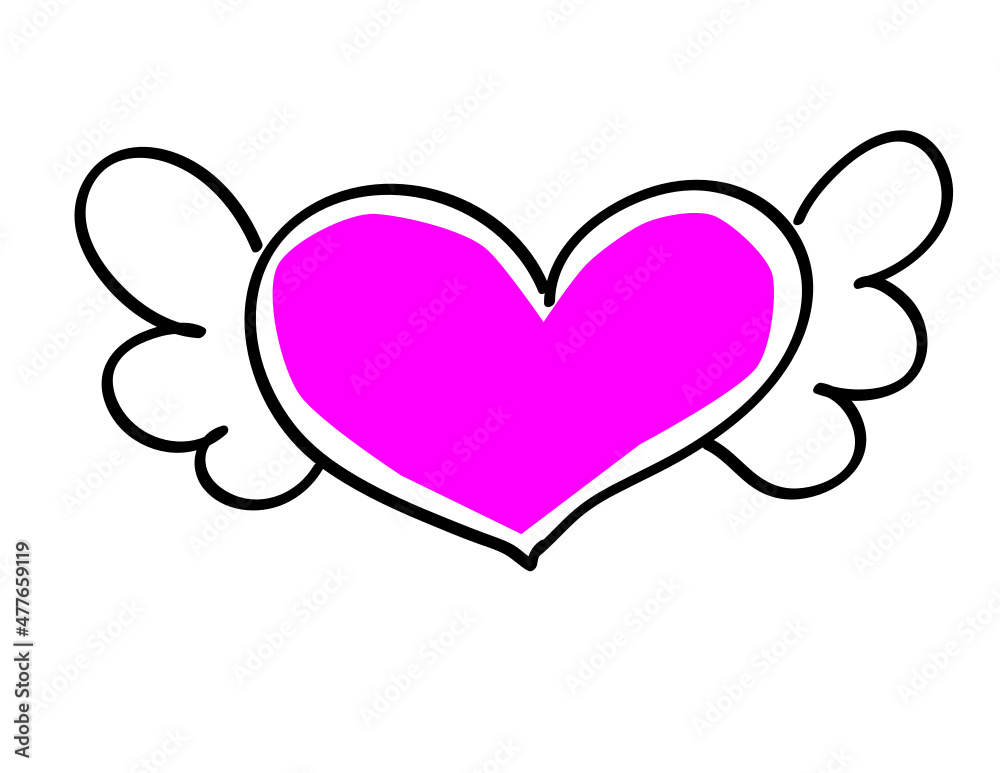 Vector heart with wings