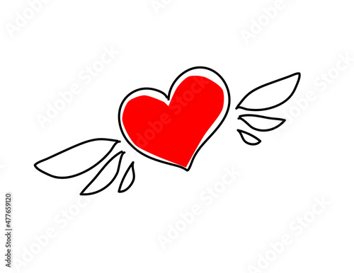 Vector heart with wings