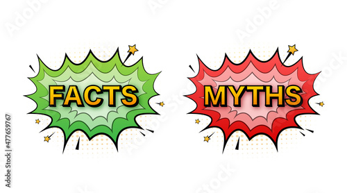 Myths facts pop style. Facts  great design for any purposes. Vector stock illustration.