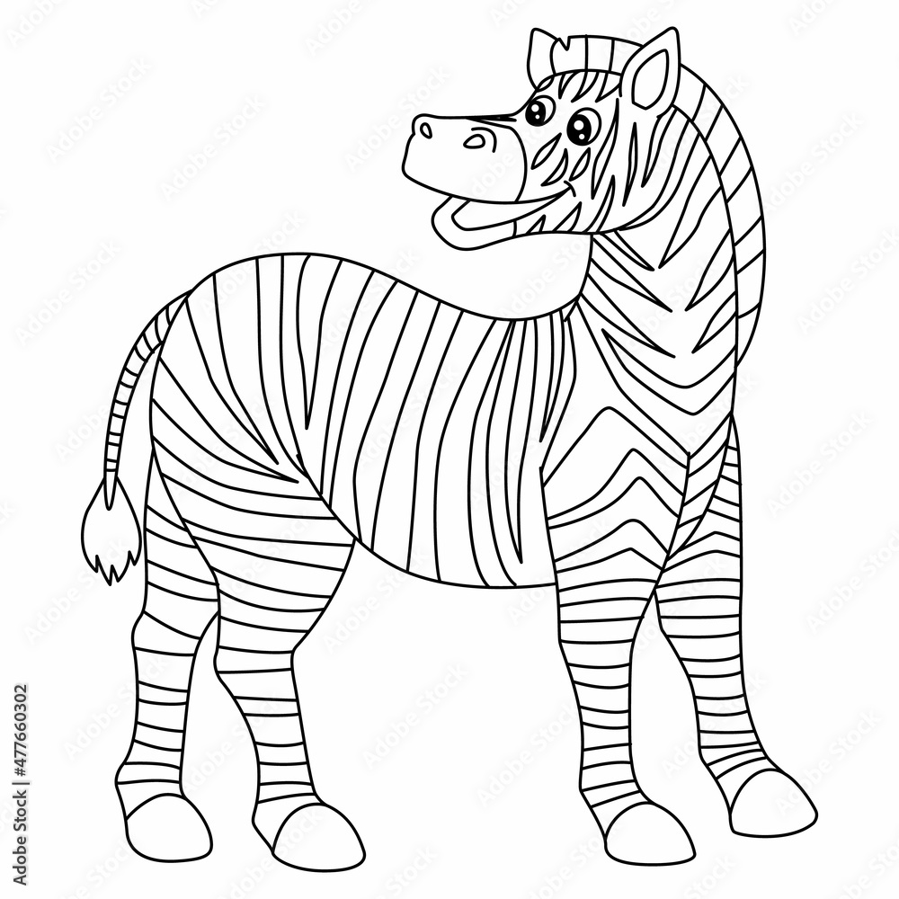 Zebra Coloring Page Isolated for Kids Stock Vector | Adobe Stock