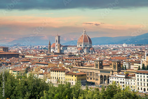 Florance, Italy - September 2014: View of Florence, capital city of the Tuscany region in Italy. The city is noted for its culture, Renaissance art and architecture and monuments