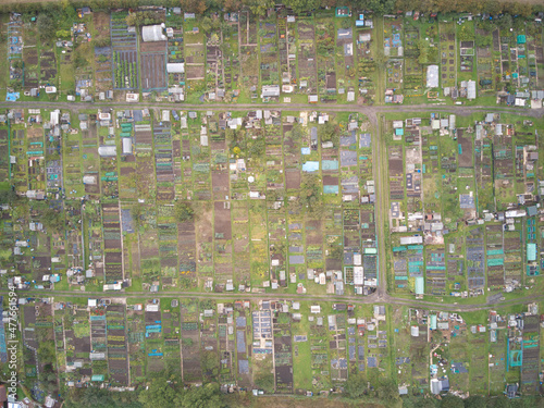 Overhead view of allotment gardens in Hull  UK