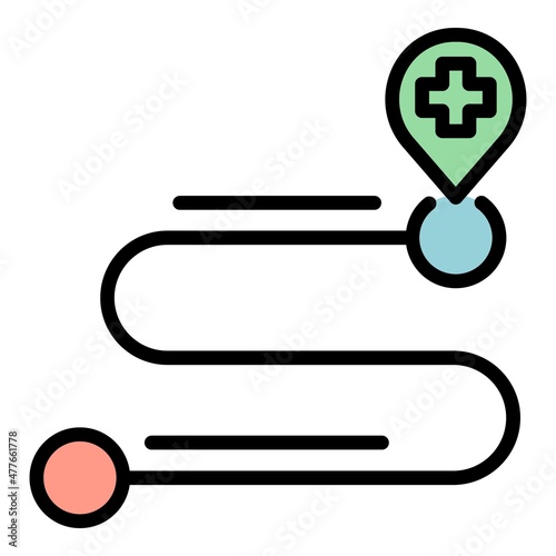 Pharmacy location icon. Outline pharmacy location vector icon color flat isolated