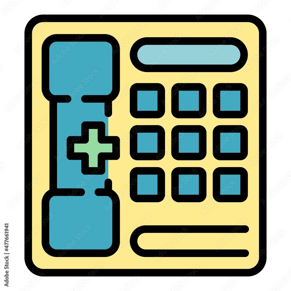 Medical phone icon. Outline medical phone vector icon color flat isolated Medical phone icon. Outline medical phone vector icon color flat isolated