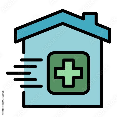 House delivery drugs icon. Outline house delivery drugs vector icon color flat isolated