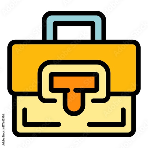 Travel briefcase icon. Outline travel briefcase vector icon color flat isolated