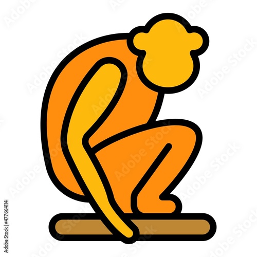 Gibbon animal icon. Outline gibbon animal vector icon color flat isolated