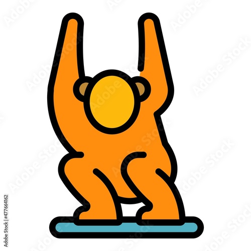 Zoo gibbon icon. Outline zoo gibbon vector icon color flat isolated