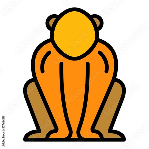 Gibbon primate icon. Outline gibbon primate vector icon color flat isolated