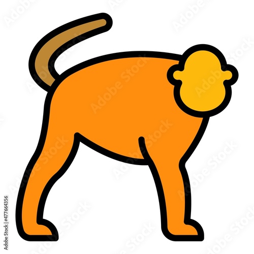Jungle gibbon icon. Outline jungle gibbon vector icon color flat isolated