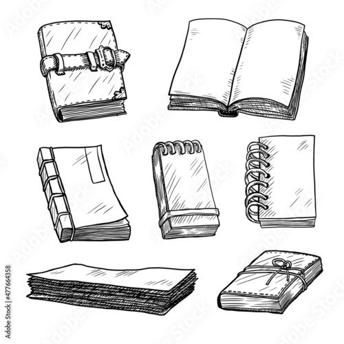 Set of notebooks and notepads vector illustration isolated on white background