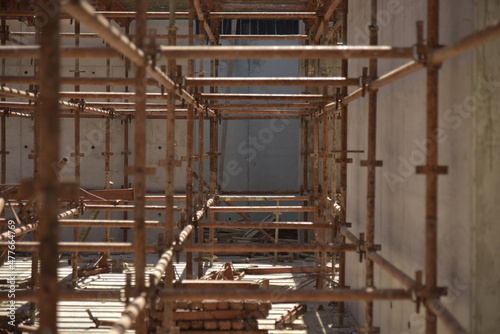 Formwork and iron in building construction