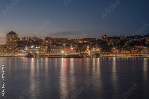 Port of Genoa at night