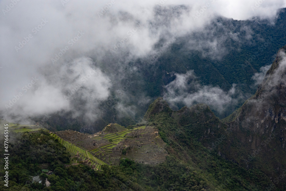 clouds over Macchu pichu mountain, Peru