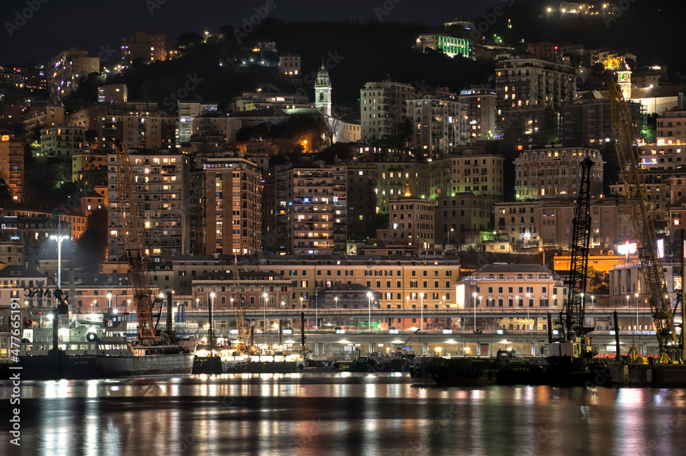 Port of Genoa at night