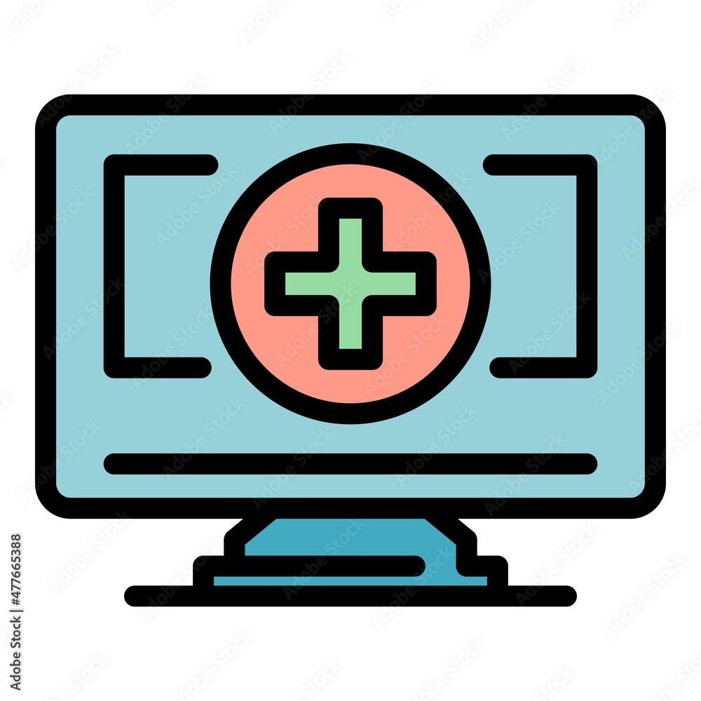 Doctor online service icon. Outline doctor online service vector icon color flat isolated Doctor online service icon. Outline doctor online service vector icon color flat isolated