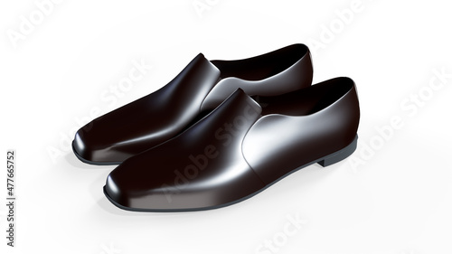 shoes as a concept of luxury expensive high-quality shoes. 3d rendering illustration of a pair of fashionable mens shoes isolated on white background. photo