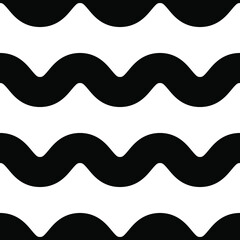Papier peint photo Noir et blanc patrons Vagues noires lignes ondulées graphiques  © Sudakarn