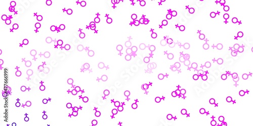 Light Pink vector template with businesswoman signs.