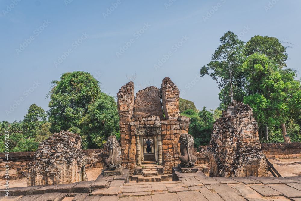 Ancient Angkor Wat Ruins Panorama. Pre Rup temple. Siem Reap, Cambodia