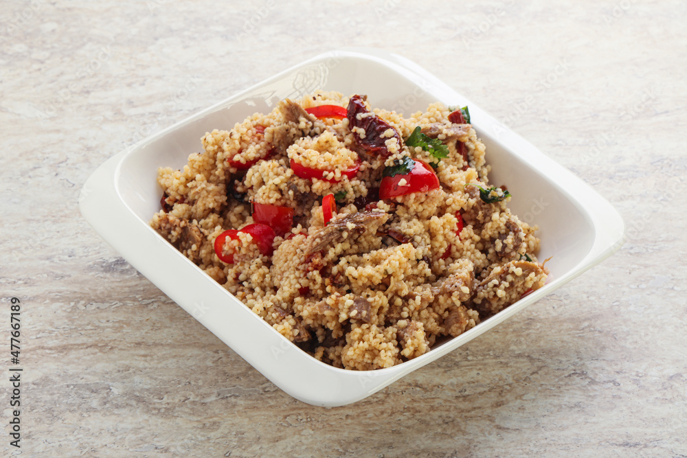 Arabic cous cous with meat and tomato Arabic cous cous with meat and tomato