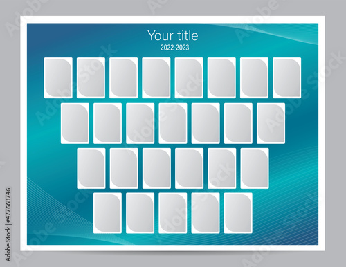 Photo frame mosaic collage  template on abstract blue techno futuristic background