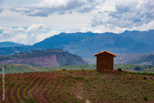 Small hut overlooking Chinchero in the Sacred Valley, Peru