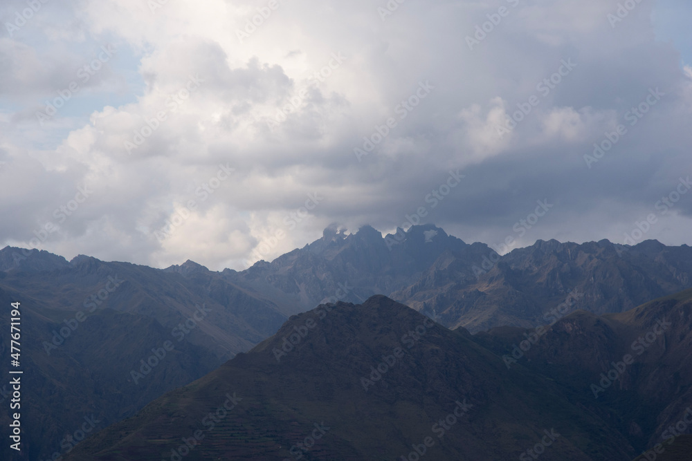 clouds over the mountains in the Sacred Valley, Peru