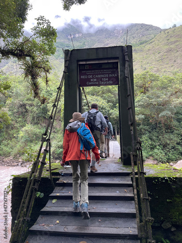 People starting the Incan trail hike to Macchu Picchu