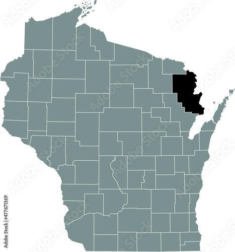 Black highlighted location map of the Marinette County inside gray administrative map of the Federal State of Wisconsin, USA photo
