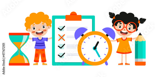 Time Concept Drawing With Flat Objects