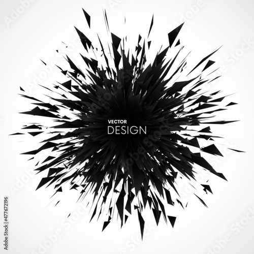 Leinwand Poster Abstract futuristic black explosion with sharp triangles
