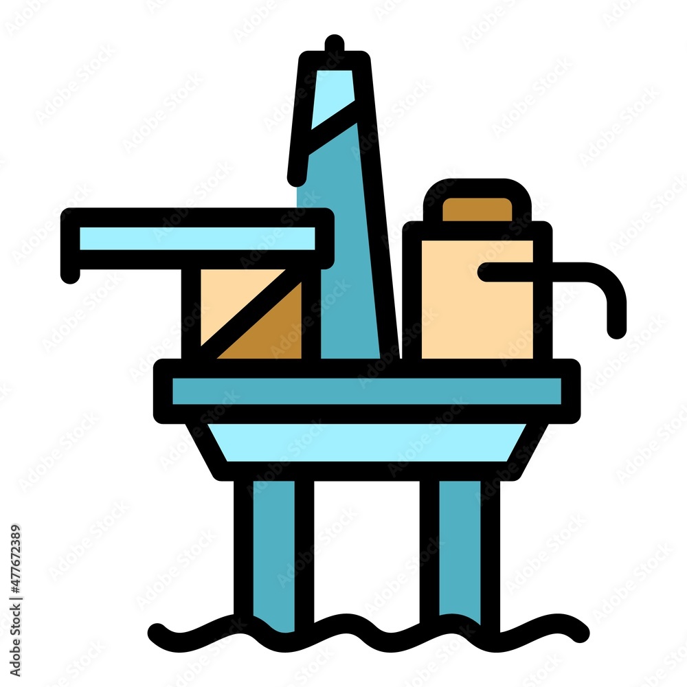 Hydro sea drilling rig icon. Outline hydro sea drilling rig vector icon color flat isolated Hydro sea drilling rig icon. Outline hydro sea drilling rig vector icon color flat isolated