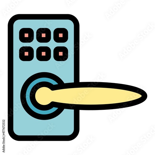 Digital door handle icon. Outline digital door handle vector icon color flat isolated