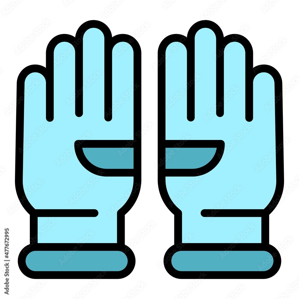 Medical gloves icon. Outline medical gloves vector icon color flat isolated