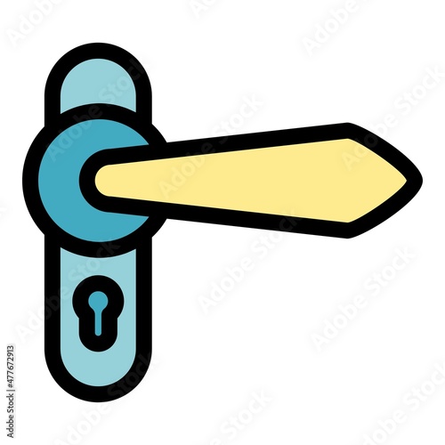 Stylish door handle icon. Outline stylish door handle vector icon color flat isolated