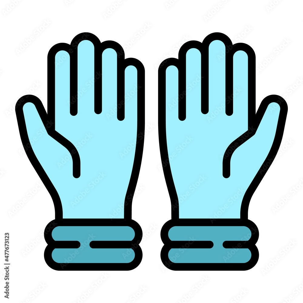 Dust medical gloves icon. Outline dust medical gloves vector icon color flat isolated Dust medical gloves icon. Outline dust medical gloves vector icon color flat isolated