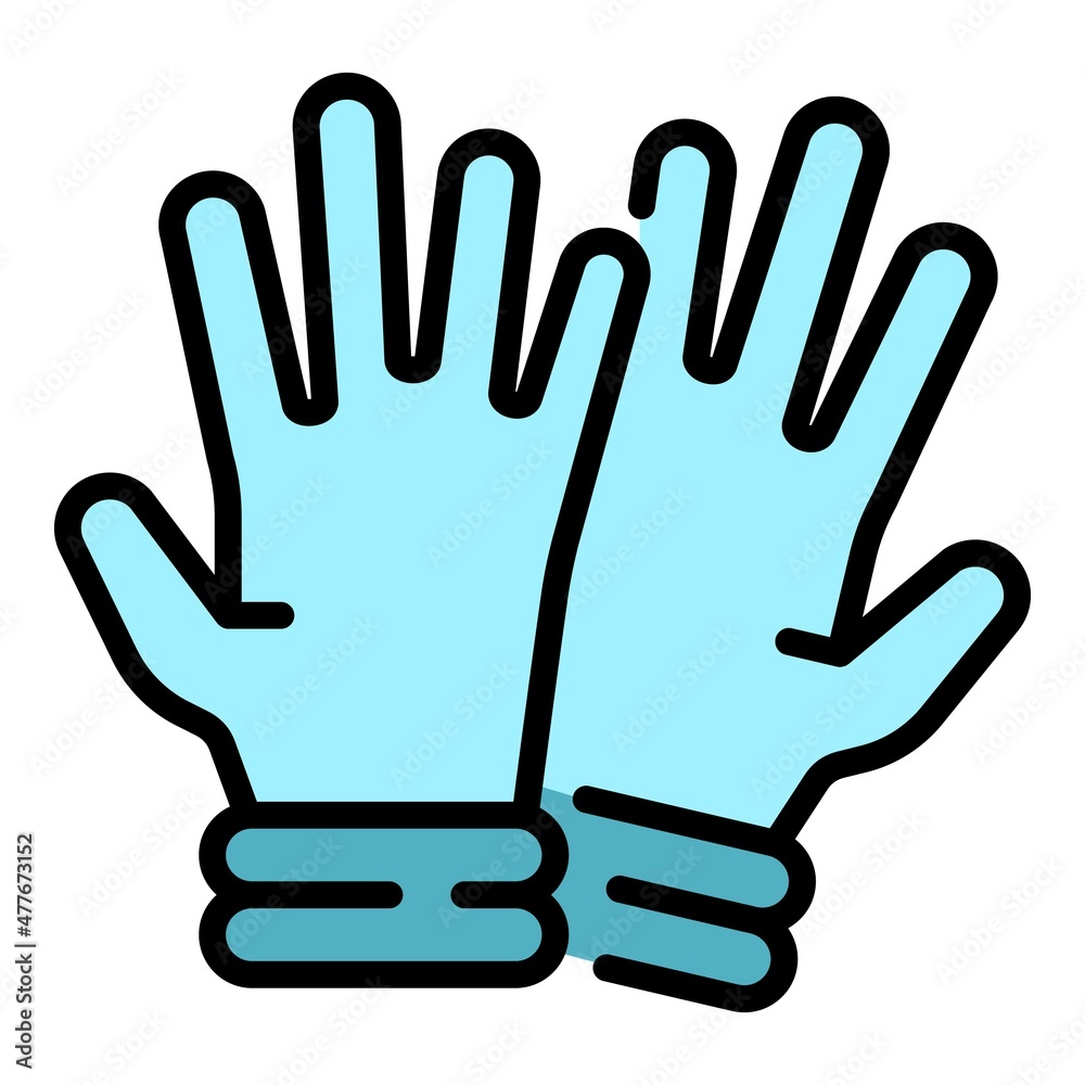 Hospital medical gloves icon. Outline hospital medical gloves vector icon color flat isolated Hospital medical gloves icon. Outline hospital medical gloves vector icon color flat isolated