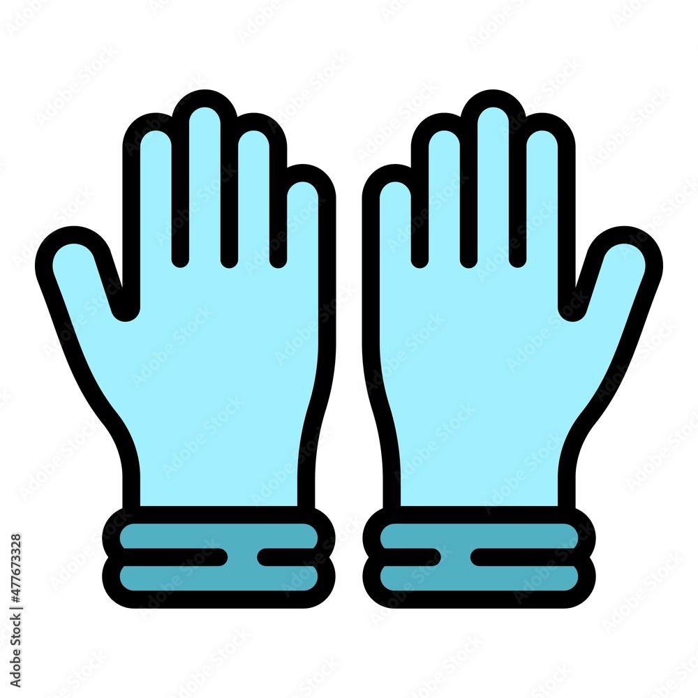 Arm medical gloves icon. Outline arm medical gloves vector icon color flat isolated Arm medical gloves icon. Outline arm medical gloves vector icon color flat isolated