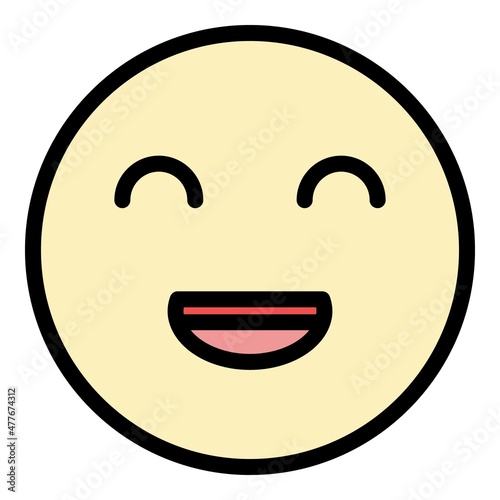 Funny emoji smile icon. Outline funny emoji smile vector icon color flat isolated