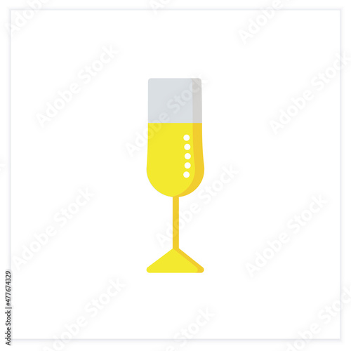 Champagne glass flat icon. Alcohol stemware. Party drink. Restaurant, night club, bar menu. Cocktail glass. Cocktail party and drinking establishment concept. 3d vector illustration
