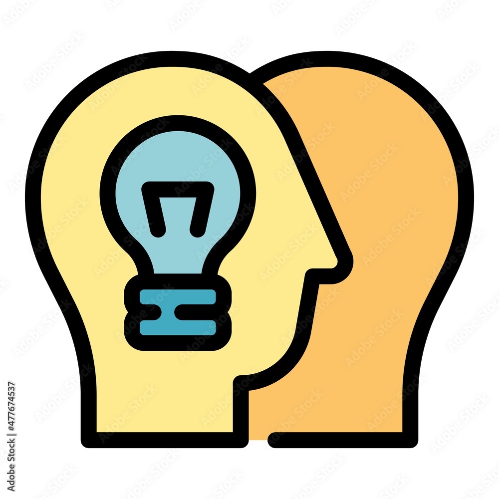 Business collaboration idea icon. Outline business collaboration idea vector icon color flat isolated Business collaboration idea icon. Outline business collaboration idea vector icon color flat isolated