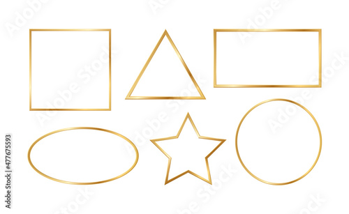 Set of geometric frames. Golden luxury shapes. Vector illustration