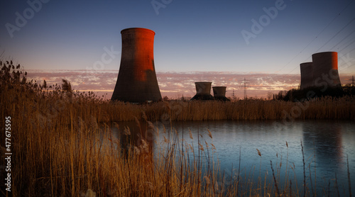 Cooling towers in the sunset