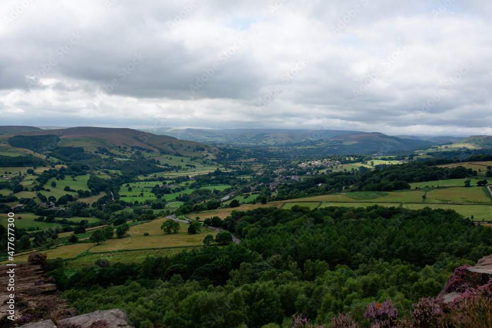 Fantastic view in the national park Peak District in the cloudy day in Summer	