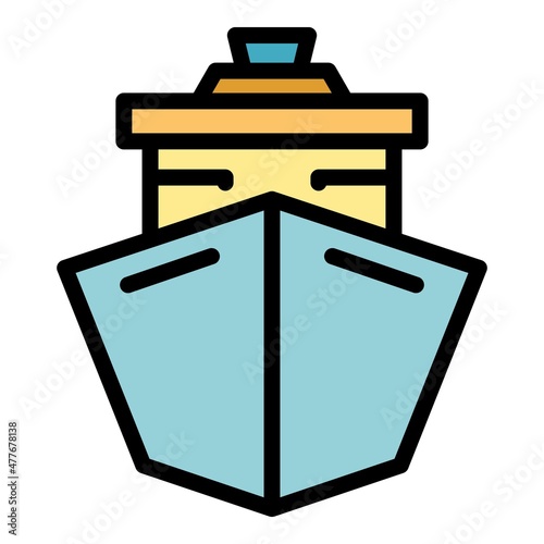 Ferry with cargo icon. Outline ferry with cargo vector icon color flat isolated