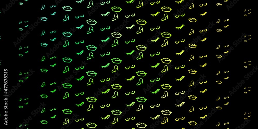 Dark Green, Yellow vector backdrop with woman's power symbols. Dark Green, Yellow vector backdrop with woman's power symbols.