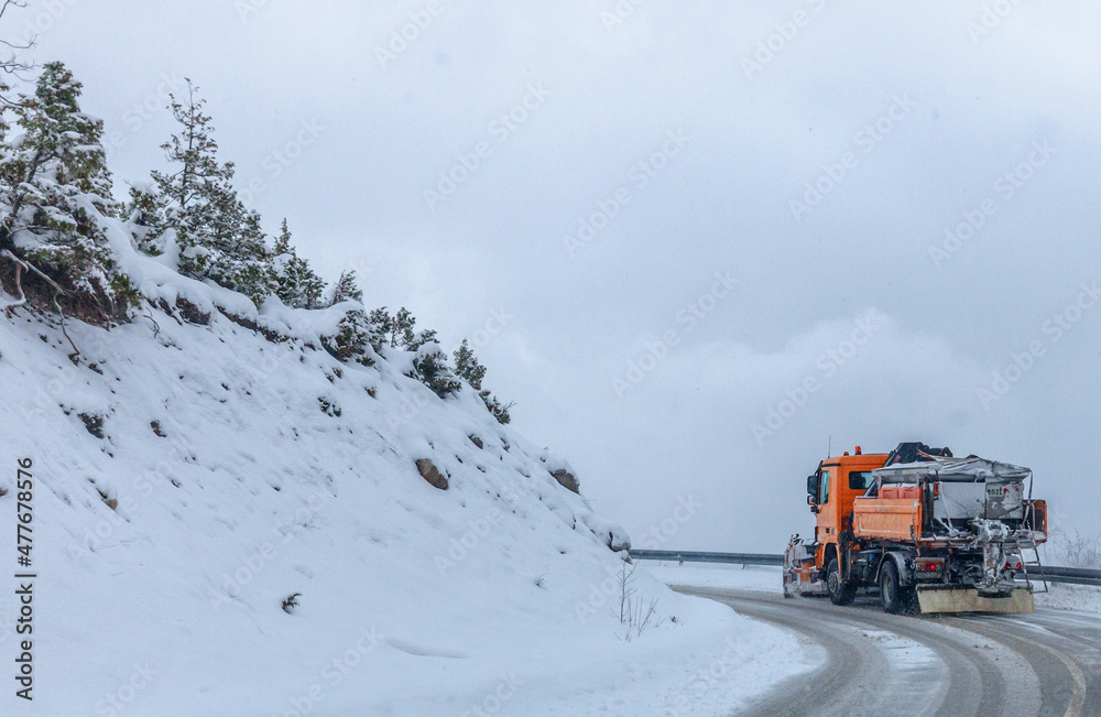 snow shovel in the mountains