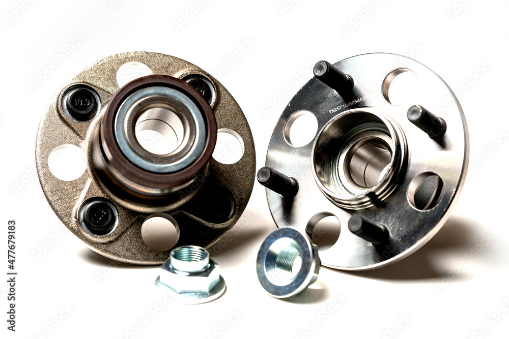 rear hub of a passenger car close-up on a white background rear hub of a passenger car close-up on a white background