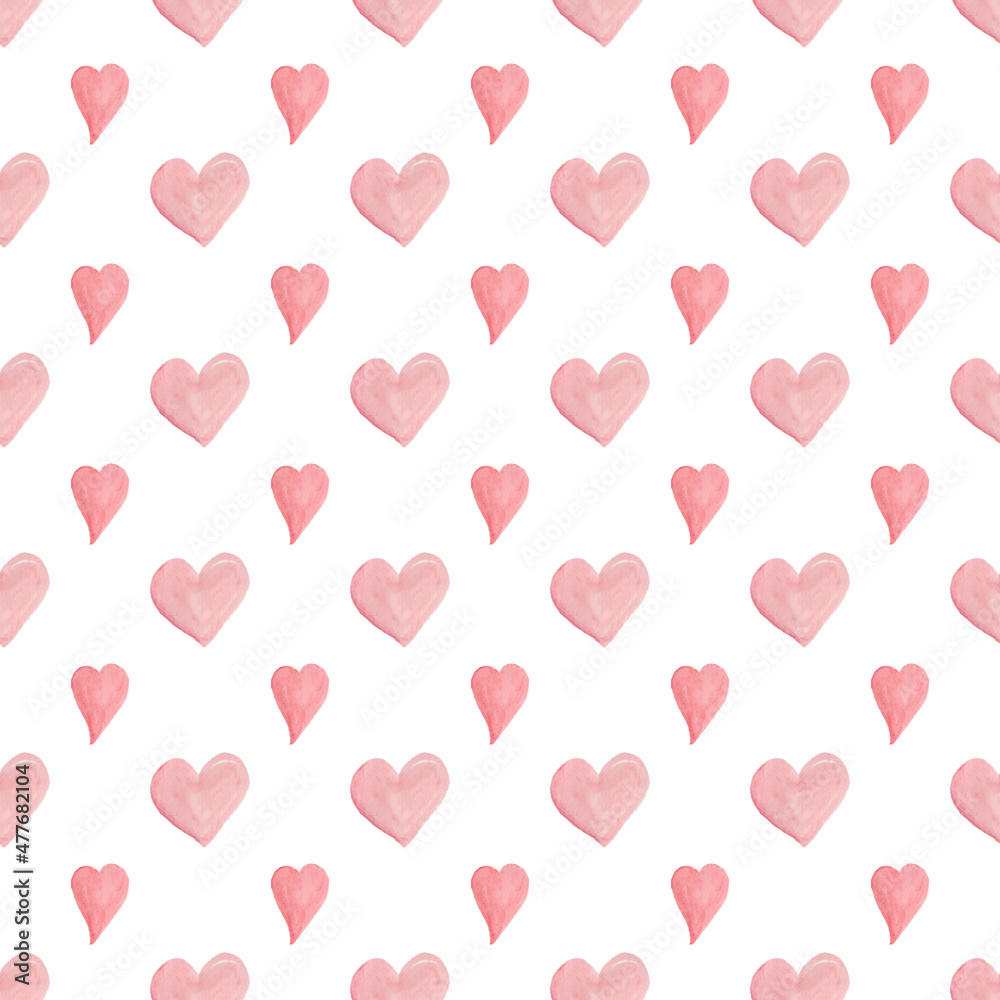 Watercolor valentines seamless pattern